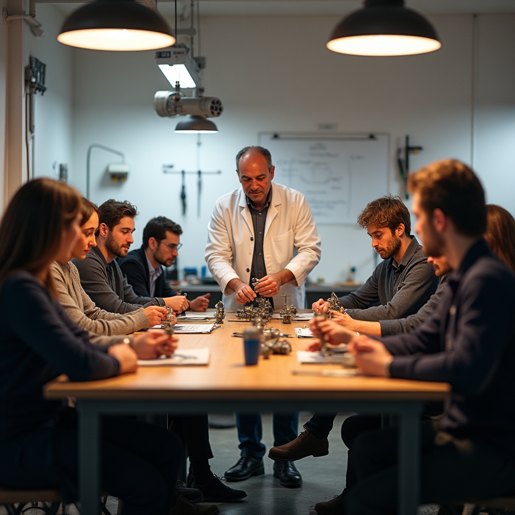 Partecipanti a un corso di formazione sugli impianti idraulici in un ambiente laboratoriale