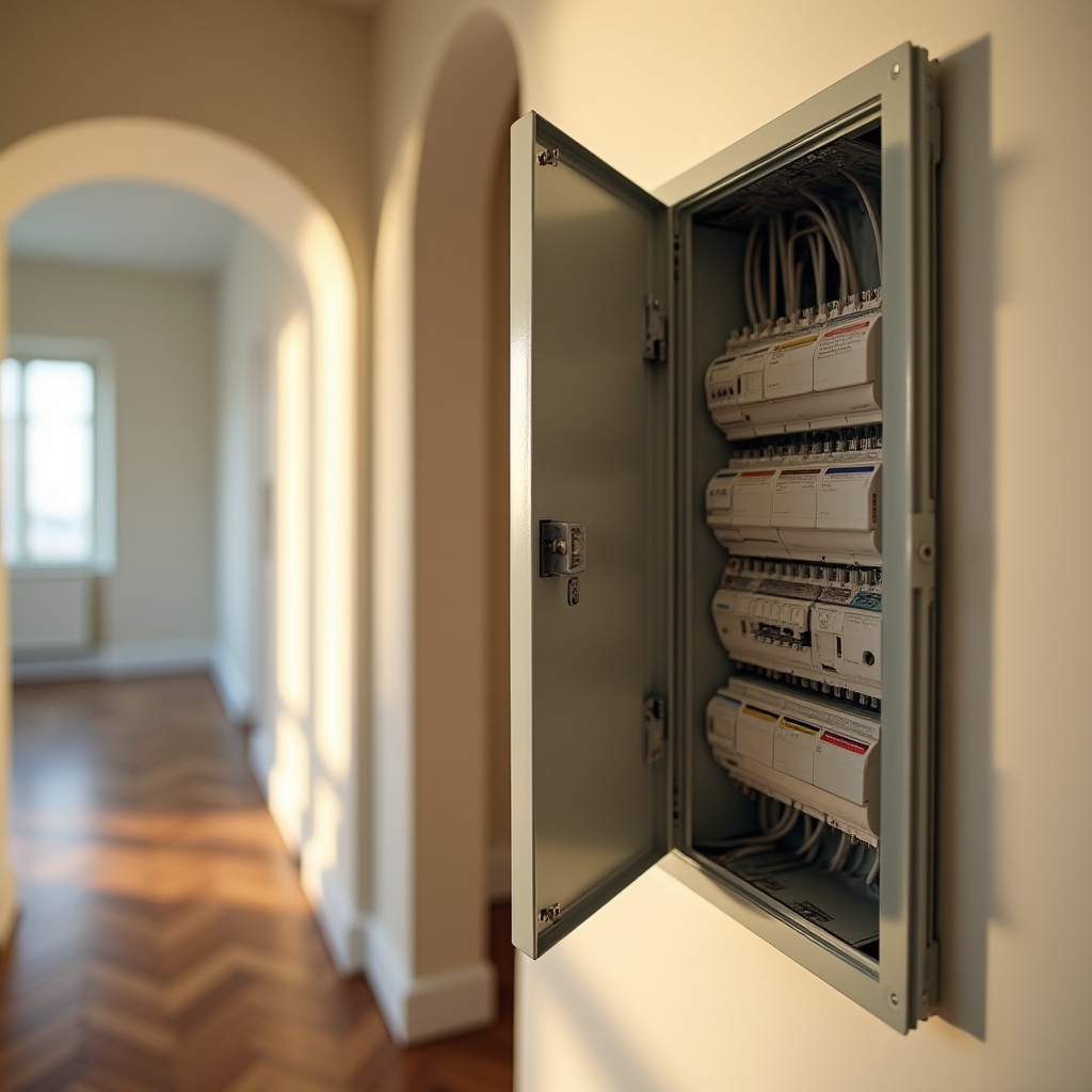 Quadro elettrico moderno installato in un appartamento residenziale